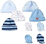 Gerber Baby 9 Piece Cap and Mitten Bundle, Transportation, New Born