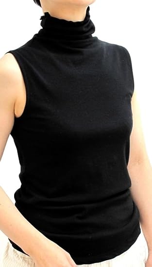 Amazon 綿 無地 ストレッチ Uv対策 紫外線カット タートルネック ノースリーブ カットソー Tシャツ カットソー 通販