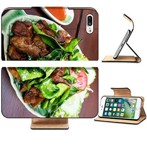 Luxlady Premium Apple iPhone 7 Plus Flip Pu Leather Wallet Case iPhone7 Plus 34313438 KOH MOO TOD KLUAR Deep fried necked pork with salt