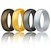 ROQ Silicone Wedding Ring for Men Affordable Silicone Rubber Band, 4 Pack - Bronze, Silver, Beveled Metallic Platinum, Gold - Size 11