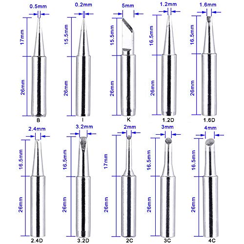Soldering Iron Tips Kit 10 Pcs for Soldering Station Tool 900M 936 937 907
