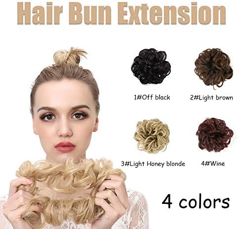 Donut Hair Circle Wig Bride Hair Bun Extensions Messy Wavy hair Synthetic Hair Pieces for Women Gold&Light Blond (35 gram)