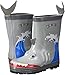 Kidorable Shark Natural Rubber Grey Rain Boots w/Fun Shark Tail Pull On Heel Tab