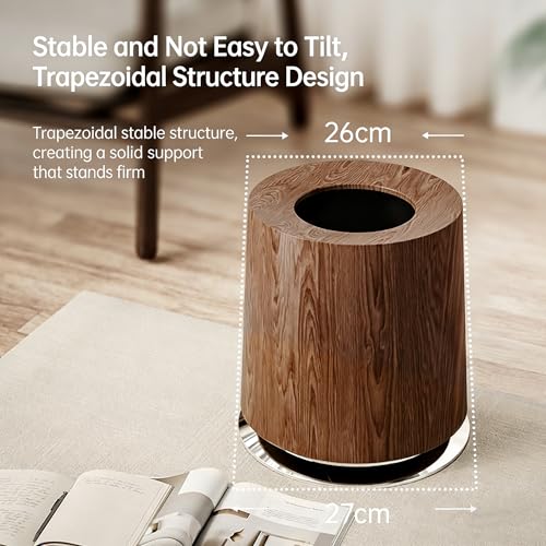 SLEEPHEAD®12LWood Grain Trash Can Waste Bin Open Top Without Lid Rubbish Bin Toilet Basket(walnut color)