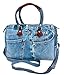 BDJ Unique Large Blue Denim Doctor Style Decorated Leather Top Handle Shoulder Handbag Purse BL070