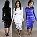 Kearia Womens Sexy Long Sleeve Mesh Splice Nude Illusion See Through Clubwear Mini Dress Black XLarge