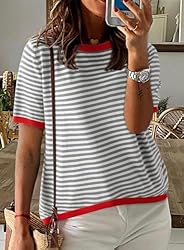 Dokotoo Womens Summer Tops Casual Short Sleeve