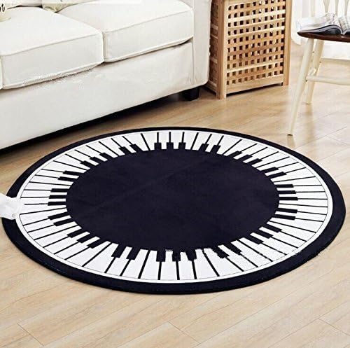 4-Feet Soft Round Black&White Piano Key Area Carpet