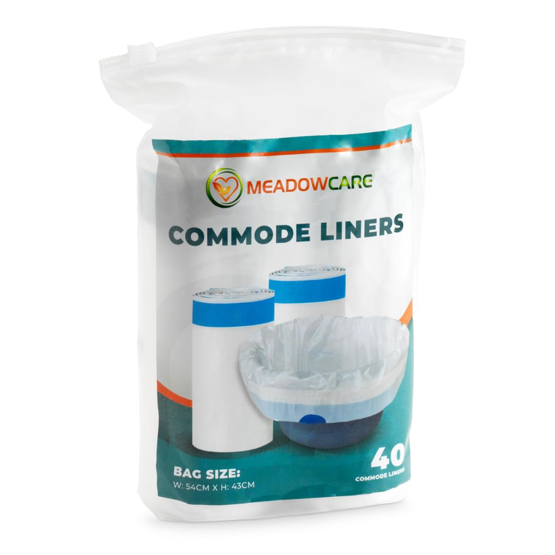 Meadowcare Commode Liners Pack of 40 | Fragrance Free Disposable Bags | For Commodes, Bed Pans, Commode Chairs & Portable Toilets | Universal Fit