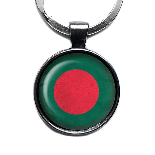 Bangladesh Bangladeshi Flag Silver Keychain Keyring Handmade