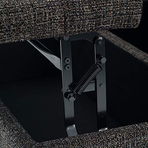 Simpli Home AXCOT-265-DGR Harrison 36 inch Wide Traditional Square Storage Ottoman in Dark Grey Tweed Fabric