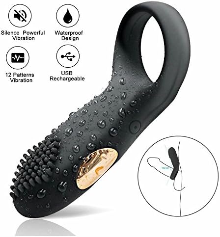 USB Waterproof Charging Flirting Tongue Vibration Ring Band Vibration Shaking Tongue Clock Ring for Men