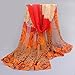 Perman Fashion Women Beautiful Rose Pattern Chiffon Shawl Wrap Stole Scarf Scarves (Orange)