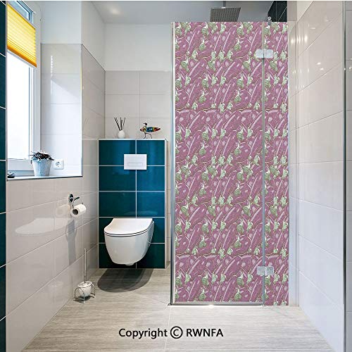 Non-Adhesive Privacy Window Film Retro Inspired Stacks of Delicious Eggplants Product of Nature Ingredient Cusine Food Decorative Door Sticker Glass Film 17.7 in. by 47.2in. (45cm by 120cm),Purple - Thumbnail 4