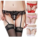 Adulove Garter Belt, Women's 4-Pack Suspender Belt Set with Straps and Clips for Stockings