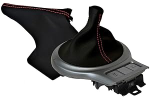 Autoguru Manual & E Brake Boot Cover Made for Subaru BRZ Scion GRS Toyota 13-20 Red Stitch