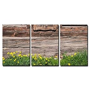 3 Piece Canvas Wall Art - Wooden Window and Textured Vintage Wood Wall - Modern Home Art Stretched and Framed Ready to Hang - 16"x24"x3 Panels