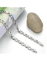 Kintao - Pulsera magnética de titanio para terapia con corazón hueco, hematita, equilibrio, para mujer