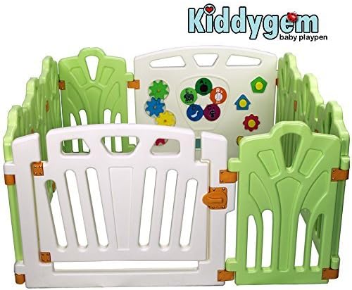 Puzzle and Beep Fun Baby Playpen, Kid Play Zone - 10 Panels (green) 12.69sq.ft, Green by KiddyGem
