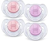 Philips Avent Translucent Toddler Pacifiers 6-18 Months - 4 Pack (Pink/Purple)