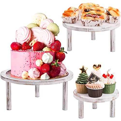 Elsjoy Set of 3 Wooden Cake Stand Round Dessert