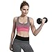 Women's Sports Bras Wire Free High Impact Support Seamless Yoga Bra with Removable Cups (Large, Pink Grey)