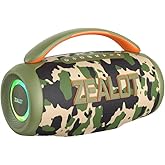 ZEALOT Portable Bluetooth Speaker, 80W Peak Waterproof Loud Booming Sound Speakers, Dual Pairing, XBass, 25H Playtime, Outdoor Speaker with Handle for Camping, Beach, Party, Backyard (CAMO)