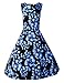 Costyleen Women's 1950s Vintage Floral Boat Neck Sleeveless Party Swing Dress with Belt