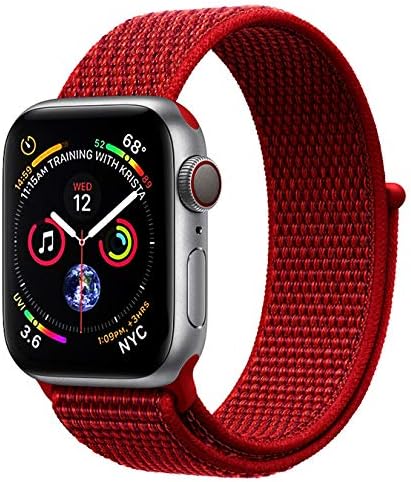 Wengerui Replacement for Watch Strap 38mm/40mm, Nylon Sport Loop Band Replacement Wristband Compatible with Series 4, Series 3, Series 2, Series 1 (38mm/40mm, Deep Red)