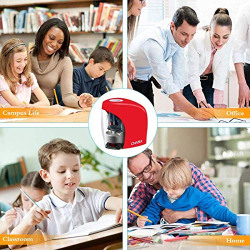 Pencil Sharpener,Electric Pencil Sharpener for NO.2 Pencils and Colored Pencils,Portable Automatic Electric Sharpener Feature for Home/School/Classroom/Office,USB or 2AA Batteries RED - Thumbnail 3