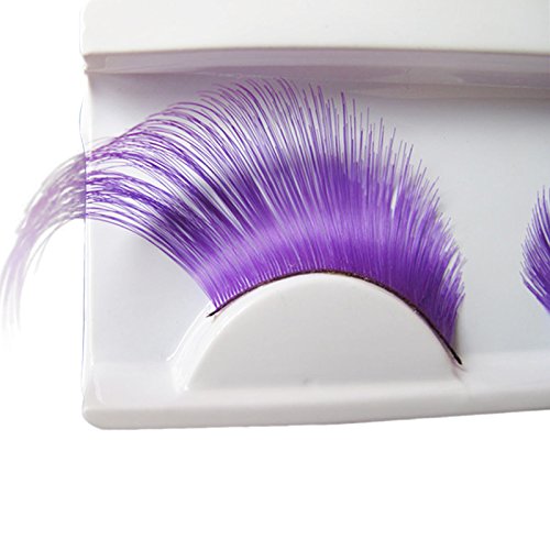 HiiBaby INSTANT GLAM LONG THICK FEATHER FALSE EYELASHES! FANCY DRESS PARTY FESTIVAL (Purple)