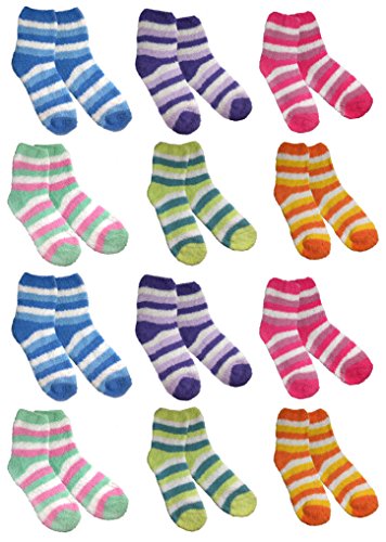 Microfiber Fluffy Chenille Socks Warm Pastel Color Sleeping Socks(12 Pair Set)