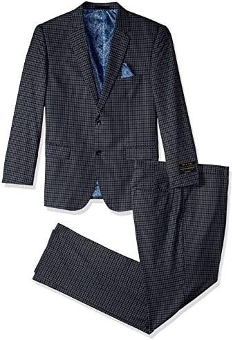 Alexander Julian Colours Men's Big and Tall Single Breasted Modern Fit Check Suit