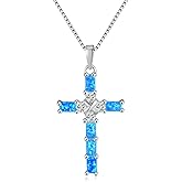 CiNily Cross Pendant Necklace Gold Plated Opal Pendant/Mystic Topaz Gemstone Pendant Criss Jewelry