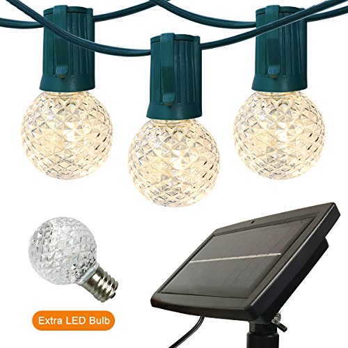 Outdoor String Lights Patio Lights – 24ft G40 Solar Powered LED String Lights Globe Lights ...