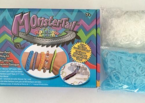 Monster Tail Loom Super Kit: Includes Rainbow Loom Monster Tail Kit Plus 600 Clear Jelly Bands & 600 Electric Blue Glow Bands by Sew Yarn Crafty