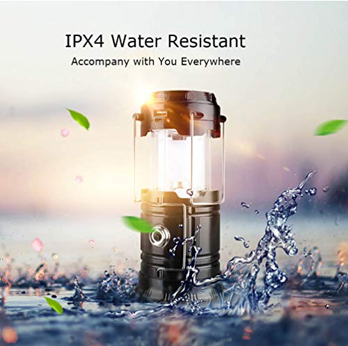 Camping Lantern LED, Camping Lights and Lanterns 2 Pack, Solar Lantern Rechargeable Battery Operated for Camp, Camping Lamp IPX4 Water Resistant, Emergency Light for Hurricane