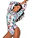 Funnygirl Womens Fashion printing Rashguard Long Sleeve Zip UV Protection Print Surfing Swimsuit Swimwear Bathing Suits, Colors, L(US:10-12)