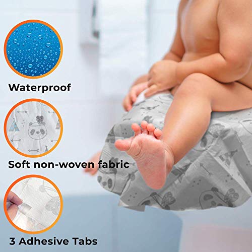 Disposable Toilet Seat Cover for Potty Training Toddler Kids and Adults. 20 Individually Wrapped Waterproof Portable Shields of Travel Toilet Seat Covers. XL Size Panda Design Liners with Sticky Pads