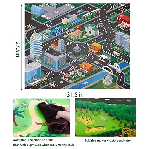 Airplane Toy，Transport Cargo Airplane Car Toy Play Set for 3+ Years Old Boys and Girls,Kids Airplane Toy with 4 Pcs Metal Fire Trucks Toy Cars (Blue)