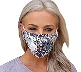 Full Seal Pollution Mask for Men & Women ~ Reusable Cotton Air Filter Mask With Adjustable Ear Loops Perfect for Blocking Pollution Dust Pollen and Germs (Includes 4 Carbon Filters N99) (Blue-Purple)
