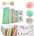 Boho Rainbow Party Decorations/Mint Peach Baby Shower Decorations/Birthday Decorations Mint Peach Glitter Gold Tissue Paper Pom Pom Polka Dot Nursery Bridal Shower Decorations