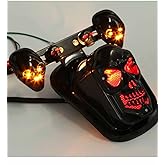 TEBOCR Motorcycle Skull Tail Light Integrated Turn Signal Skull Shape Black Casing Amber LED Brake Taillight Led Lights Fit for Har-ley