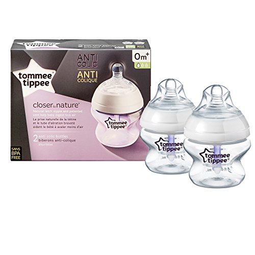 Tommee Tippee Closer to Nature Anti-Colic Bottles, 5 Ounce, 2 Count (Packaging may vary)