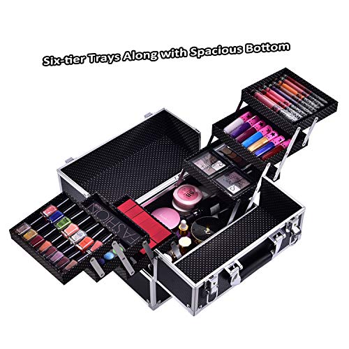Frenessa Makeup Train Case 12 inch Large Portable Cosmetic Case 6