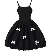 Verdusa Girl's Bubble Cami Dress A Line Bow Flowy Cute Party Dresses Summer Outfits