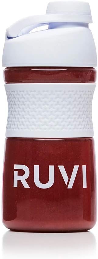 Ruvi Shaker Bottle | Perfect for Blended Smoothies, Protein Powder Shakes & Mixes | Workout Container with Athletic SportGrip | No-Spill, Twistable Cap | 20 oz, Clear