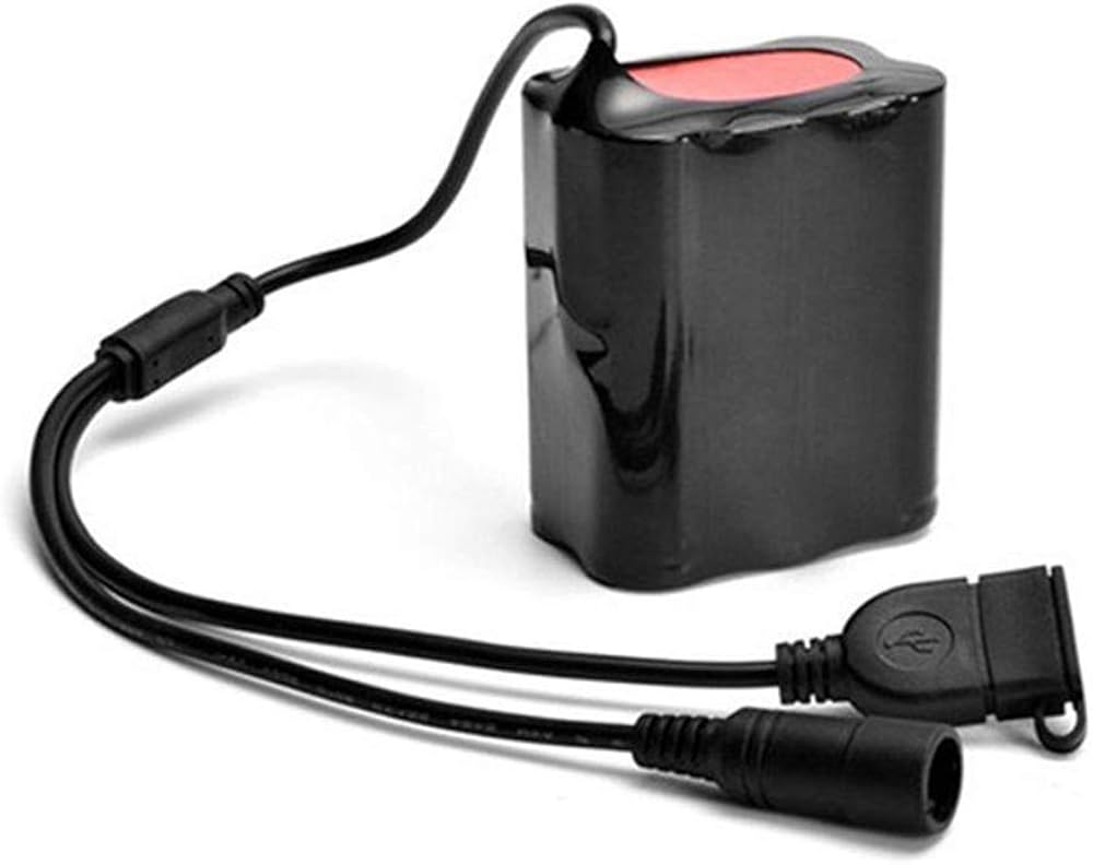 JSPOYOU 8.4V USB Rechargeable 12000mAh 6X18650 Battery Pack for Bicycle Light Bike Torch Black