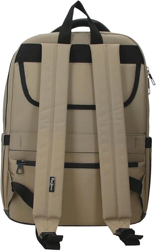 Waltford Mochila para Portátil 15,6 Pulgadas Beige 30x42x14,5 cms Poliéster con Detalles en Piel Sintética 18,27L by Joumma Bags