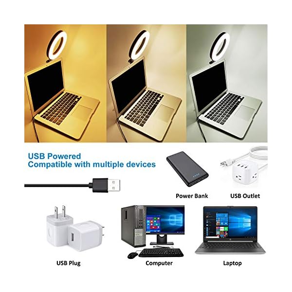 YMCRLUX-Webcam-Lighting-for-Zoom-Calls-Virtual-Meeting-Video-Conferencing-USB-LED-Ring-Light-for-Laptop-Computer-Monitor-Desk-Wall-and-Mirror-with-Suction-Cup YMCRLUX Webcam Lighting for Zoom Calls, Remote Conference, Virtual Meeting, Video Conferencing, USB LED Ring Light for…